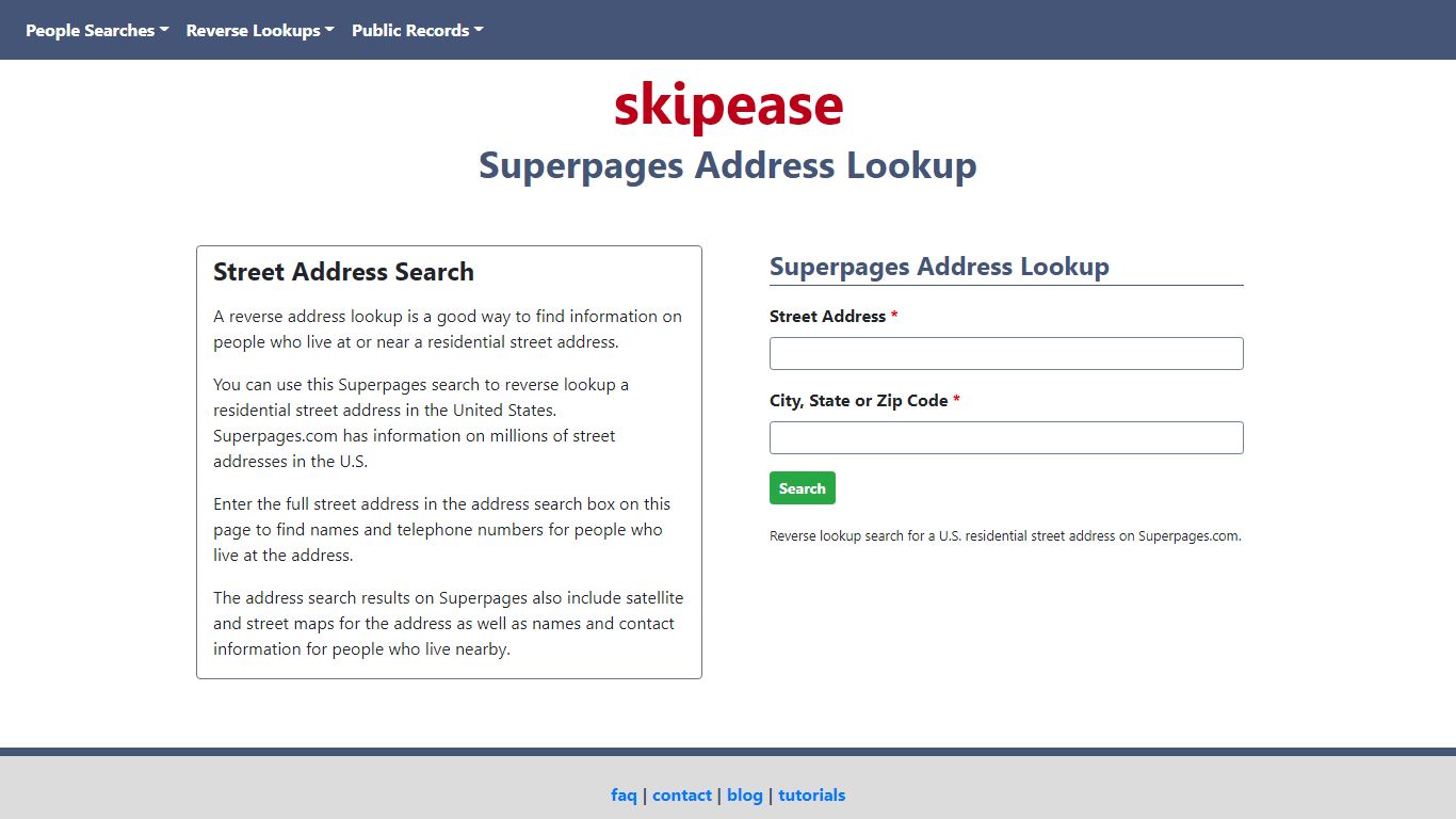 Superpages - Reverse Street Address Lookup | Skipease